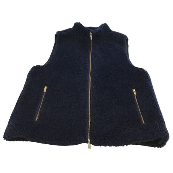 J. Crew Black Faux Fur Zip Vest Size Large - Picture 2 of 11
